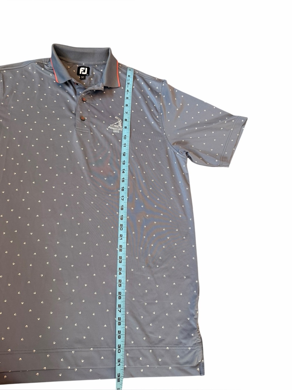 FootJoy Push Play Print Lisle Knit Collar Golf Polo Graphite/White Mens Large - Picture 9 of 9